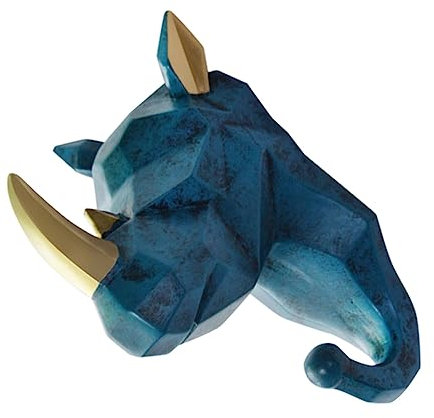 TOGEVAL Practical Rhino Head Wall Hook Coat Hat Hanger Wall Storage Hook Decorative Art