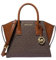 Michael Kors Avril Small Logo and Leather Satchel Brown PVC, Braunes PVC, Small