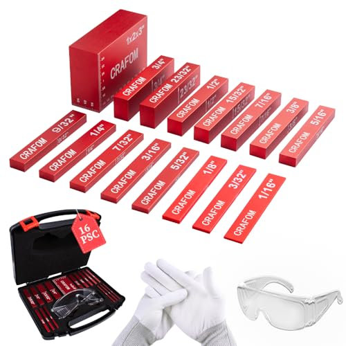 Crafom Setup Blocks set16 Pcs, Aluminum Setup Bars Height Gauge, for Router Table, track saw Accessories, Carpenter Woodworking tools, Precision Laser engraved size markings Easy-to-Read and Measuring