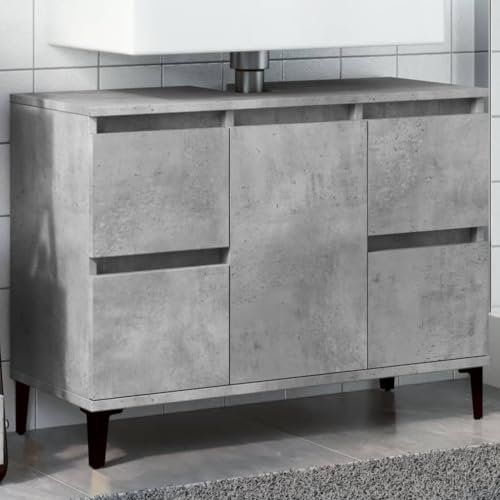 Lauuoeriau Mobili da esterno - Mobile lavello grigio cemento 80x33x60 cm in legno ingegnerizzato