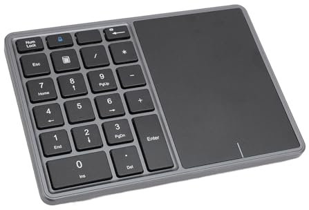 Culnflun Teclado numérico inalámbrico de doble modo, 22 teclas con touchpad compatible con Bluetooth 4.2 y 2.4G inalámbrico, recargable, alta compatibilidad para ordenadores de sobremesa y portátiles