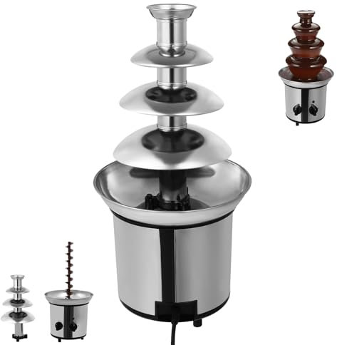 ACROSSPART Fontaine à chocolat électrique à 4 niveaux - Grande fontaine à chocolat avec fonction de fusion et fonction maintien au chaud - En acier inoxydable