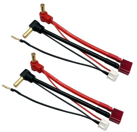Lot de 2 câbles de batterie LiPo banane vers fiche T femelle 5 mm et balance JST-XH pour batteries LiPo 2S 7,4 V Rouge