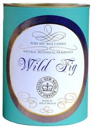 Scented Candle, Wild Fig, with Pure Soy Wax Providing a Long-Lasting Fragrance of Wild figs. Burn Time: 60 Hours, Weight: 290g