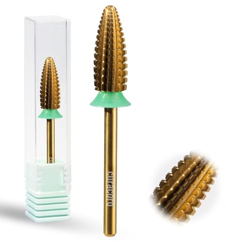 Curacoro Nail Drill Bits 3/32 Inch - Large Cylinder Carbide Bit (Coarse) with Safe Smooth Tip, Quick Removal of Acrylic & Gel Nails, Durable Nail Cutter Attachments for Studio & Home