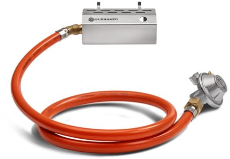 BURNHARD Gasflaschen Adapter für Gasgrill Jones Jr., Gasflaschen Kit für 5, 8 und 11 kg Gasflaschen, inkl. 1,5 bar Druckminderer, einfach anbringen und lösen, leistungsstärker und länger Grillen