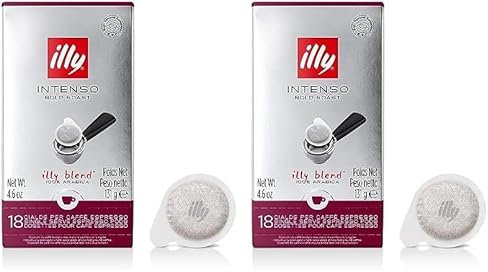 Café Illy Torréfié INTENSO en dosettes E.S.E. - 1 boîte de 18 dosettes (Lot de 2)