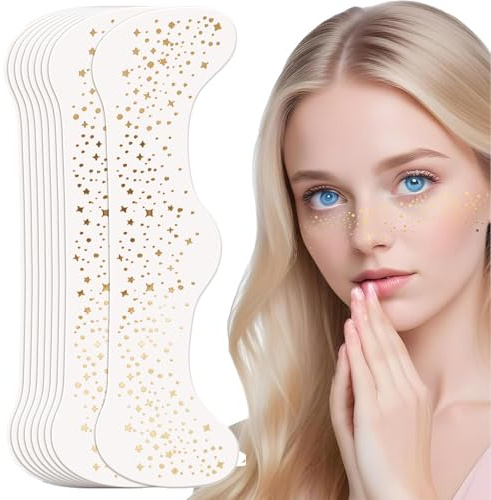 Glitter ansiktefräkna tatuering 10 stycken het prägling festliga henna tatueringsfolie, för kvinnor (stjärnor och prickar)