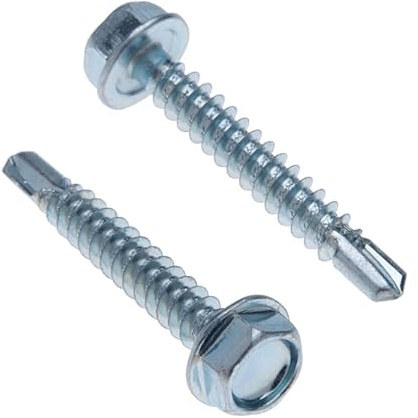 Sechskantkopf-Selbstbohrende Metallschrauben 5.5mm x 70mm, Verzinkte Tek-Schrauben, Selbstschneidende Unterlegkopf-Befestigungen mit Bohrspitze, für Blech, Rahmen, Zaun, HVAC, Lüftung (50 Stk.)