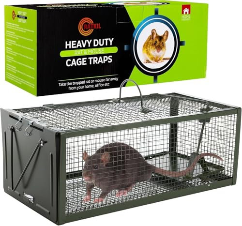 Ratkil Live Rat Cage Trap - UPGRADED Large Humane Mouse Traps & Rat Traps for All Weather - Home & Animal Friendly Control - Reusable Heavy Duty Solution for Rat, Mouse, Squirrel, Rodent Infestations