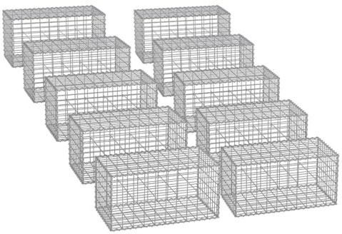 Gabion pour pierre cage en métal panier à pierre maille 5 x 10 cm galvanisé mur paterre décoration de jardin 100 x 50 x 30 cm lot de 10 gris 12_0005954
