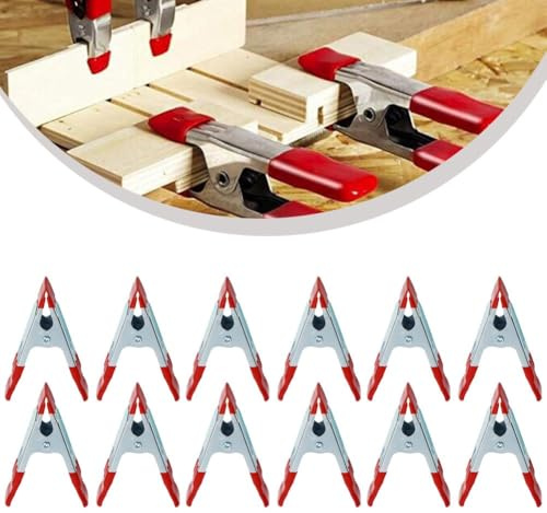 Paquete de 12 abrazaderas de resorte de metal resistentes de 100 mm para herramientas de carpintería