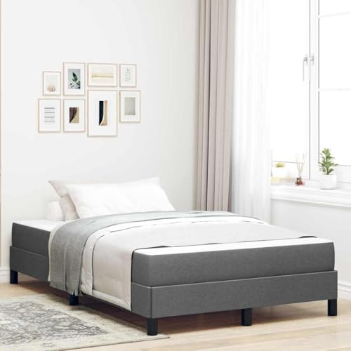 QJBSAVVA Boxspringbett Dunkelgrau 120x190 cm Stoffbezug Modernes Design Robust & Langlebig für Jugendzimmer Gästezimmer oder kleine Schlafzimmer