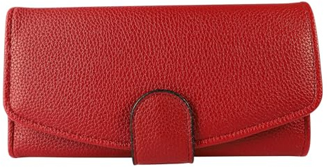 Cham Cham Geldbörse für Damen aus Kunstleder in Rot, Geldbeutel mit Druckknopf in 10 x 19 x 4 cm