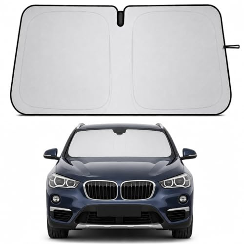 SHAOHAO [Mejorado] Parasol de Coche Compatible con BMW X1 U11/X1 F48 2016-2026 Protector Solar de Parabrisas Plegable Revestimiento Plata Anti-UV y Calor Accesorios