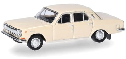 Herpa Modellauto Wolga M24 (Spur TT), perlweiß, Miniatur im Maßstab 1:120, Sammlerstück, Designed in Germany, Modell aus Kunststoff