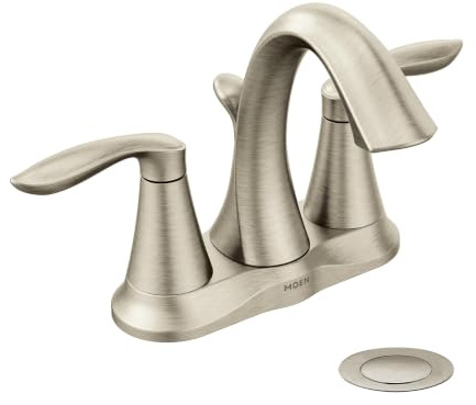 Moen 6410bn EVA Zweigriff Centerset Toilette Wasserhahn mit Ablaufgarnitur Montage, Nickel gebürstet