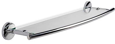 Croydex QM641441 Hampstead Wall Mounted Glass Shelf with Zinc Alloy Construction, Chrome | Wall Mounted Toothbrush Holder | Traditional Design | Durable Zinc Alloy Construction | Bathroom Storage Solution