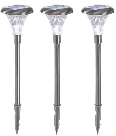 Esotec Solarleuchten Capri, 3er Set, Duo Color, Gartenfackel, Akku, LED Steckleuchte, Solarleuchte, Stecklichter, Solarfackel draußen, Edelstahl, Metall, wetterfest, outdoor 102068