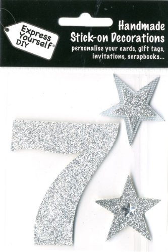Express Yourself DIY, self Adhesive, Silver 7, Topper - Ideal for Card Making, Scrapbooking, Papercrafts, Childrens Crafts etc