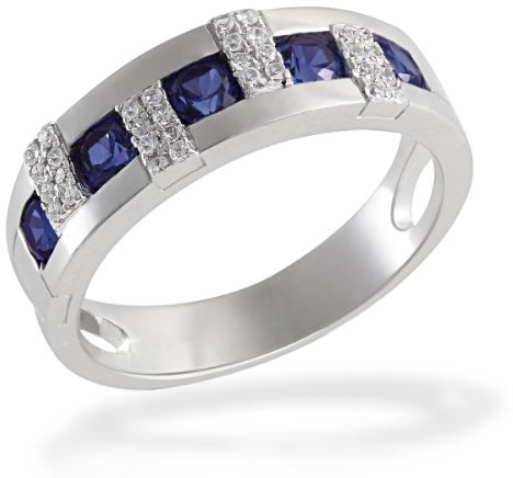 Goldmaid Damen-Ring synth. Saphir 925 Sterlingsilber 32 klare Zirkonia Gr. 58 Fa R5637S58 Schmuck