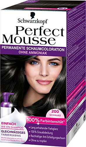 Perfect Mousse permanente Schaumcoloration, 200 Schwarz, 3er Pack (3 x 1 Stück)