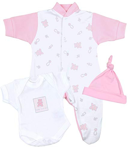 BabyPrem Bébé Prématuré Fille Dors, Body et Chapeau Set 0-3.5Kg Nounours Rose 32-38
