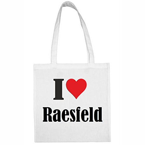 Tasche I Love Raesfeld Größe 38x42 Farbe Weiss Druck Schwarz
