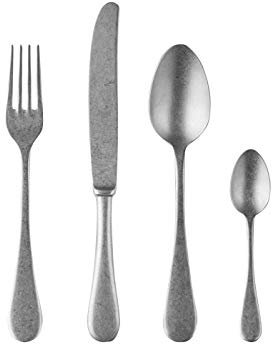 Mepra Set di Posate Vintage, 24 Pezzi, Peltro, Made in Italy, Lavastoviglie, Servizio da Tavola, Stile Classico Elegante