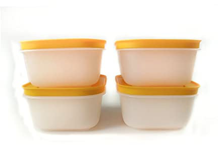 TUPPERWARE Caja de Congelación de 450 ml blanco naranja (4)
