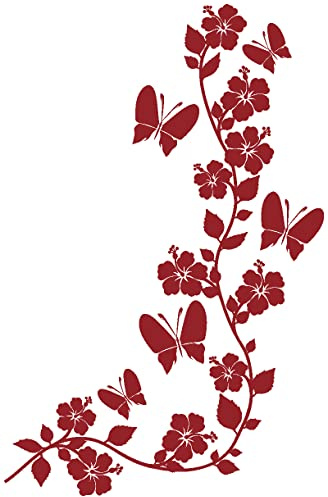 Samunshi® Blumenranke Wandtattoo rechtwinklig 13 x 20cm dunkelrot
