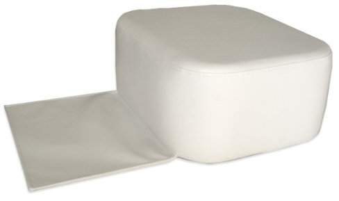 EYEPOWER Kinderkissen, Kinder-Sitzerhöhung, Kissen für Friseurstühle, pflegeleicht, Farbe schwarz, mit umschlagbarer Schürze, Höhe ca. 18 cm, Tiefe ca. 35 cm, Breite ca. 42 cm (Weiß)