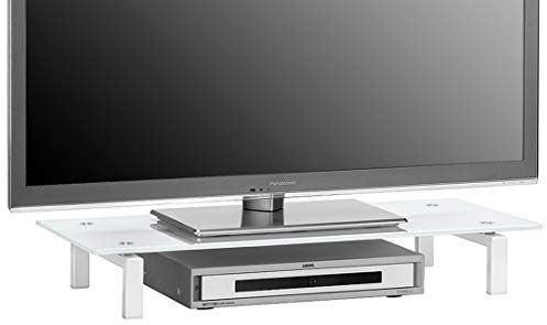 MAJA-Möbel 1603 9476 TV-Board, Metall weiß - Weißglas, Abmessungen BxHxT: 82 x 12,5 x 35 cm