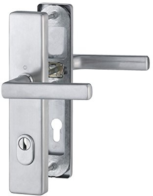 HOPPE 3929528 Haustür Eingangstür Drückergarnitur DALLAS - Ö-Norm Entfernung 88mm, Edelstahl matt, Langschild Profilzylinder für Türstärke 62-72mm, mit Kernziehschutz, Prüfung: RC2 nach EN 1906, 1 Stück Sicherheitsbeschlag