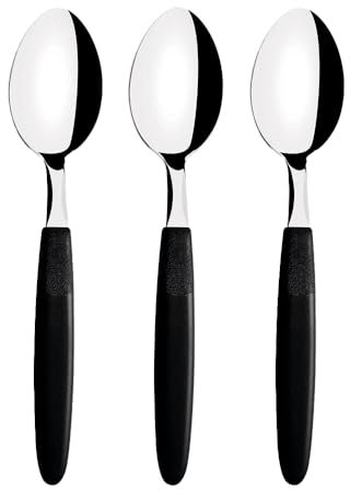 Tramontina Juego de Cucharas de Mesa color Negro, 3 Piezas, Ipanema