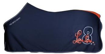 netproshop Weiche Abschwitzdecke Loulou Fleece Dunkelblau Aufdruck Mini/Shetty/Pony 90-125cm, Groesse:95, Farbe:Dunkelblau