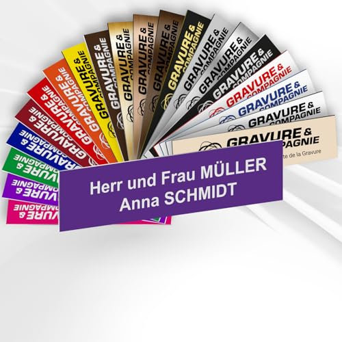 Intercom- oder Klingelschild selbstklebend aus PVC – Personalisierbare gravierte Platte 6 x 1,5 cm – 21 Farben verfügbar (Violett)