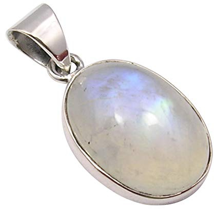 SilverStarJewel 925 reiner Sterling Silber Regenbogen Mondstein Memorial Day Store Sales Anhänger 2,8 cm Schmuck