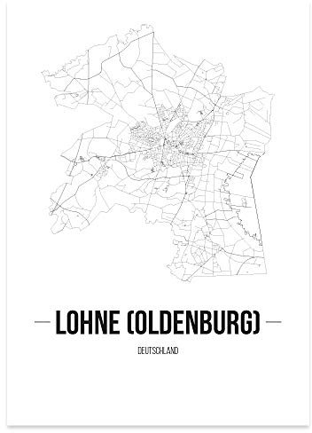 JUNIWORDS Stadtposter - Wähle Deine Stadt - Lohne (Oldenburg) - 30 x 40 cm Poster - Schrift B - Weiß