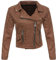 malito Damen Jacke | Velours Jacke | Biker Jacke mit Reißverschluss | Faux Leather - leichte Jacke 19617 (braun, L)