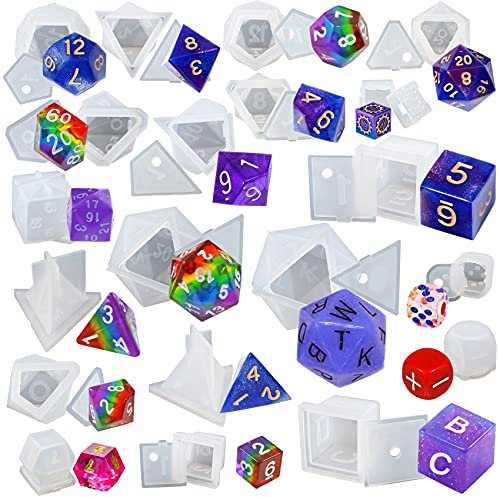 Würfel Silikonform Epoxidharz Form für Rollenspiel DND RPG MTG D4 D6 D8 D10 D12 D20 D24 20 Muster