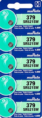 5 x Murata 379 SR63 AG0 SR521SW Silver Oxide 0% Mercury Watch Battery [1 Strip of 5 Batteries]