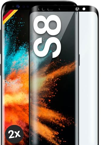 moex CurveProtect für Samsung Galaxy S8 Panzer Schutzglas, Full Screen Schutzfolie randlos, ganzer Bildschirm komplett abgedeckt, Panzerfolie Curved 3D Glas Folie, Schwarz 2 Stück