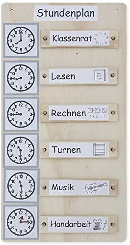 TimeTEX Stundenplan aus Holz für den Tag - Wandstundenplan - 38 Teile - 94920