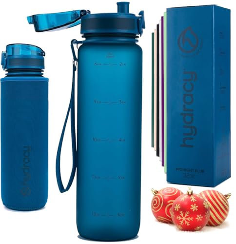 Hydracy Trinkflasche mit Fruchteinsatz - 1L Wasserflasche - BPA-freie Trinkflasche mit Zeitmarkierung Auslaufsichere Sportflasche - Kondensationsfrei für Sport und Outdoor