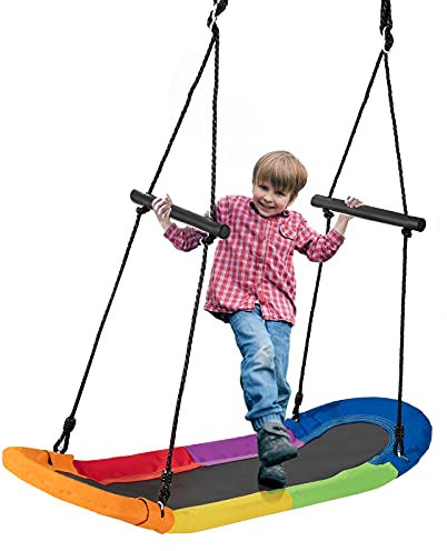 RELAX4LIFE Nestschaukel bis 150 kg belastbar, Schaukel höhenverstellbar 100-180 cm, Große Hängeschaukel für Kinder und Erwachsene, Außenschaukel mit Armlehnen, Baumschaukel Kinderschaukel (bunt)