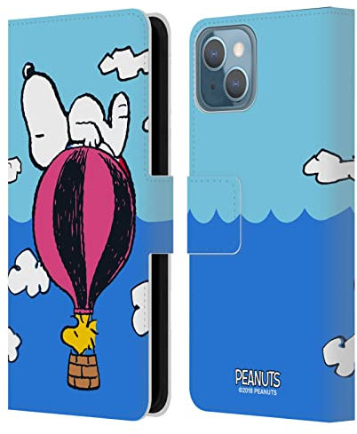 Head Case Designs Offizielle Peanuts Snoopy & Woodstock Ballon Halbzeiten Und Gelächter Leder-Wallet-Hülle Kompatibel mit Apple iPhone 13