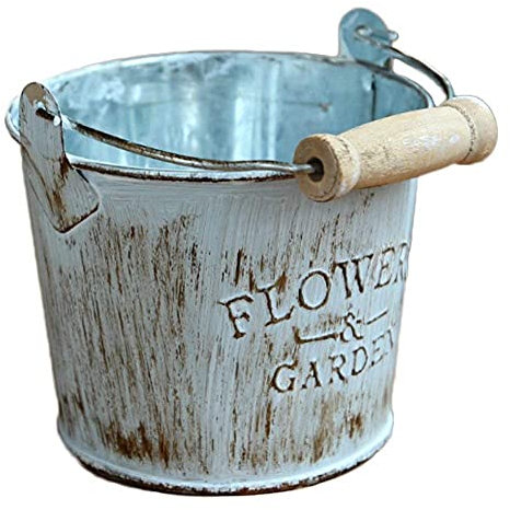 NICETOW Pequenos Vasos de Flores com Flores artificiais, Lata de Metal Lata de Flores Vaso para Plantas Regador com alça Decoração de suspensão de jardim doméstico para escritório no pátio