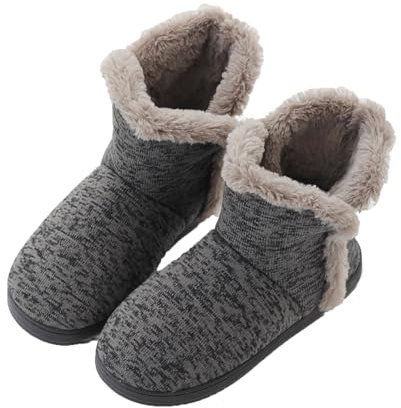XINCHIUK Hausschuhe Winterpantoffeln Stiefel Hüttenschuhe Damen Wärmepantoffeln Plüschpantoffeln Herren Flache Schuhe Hoch Gefütterte Wärmepantoffeln Geschlossene Hüttenstiefel Gummisohle Rutschfeste