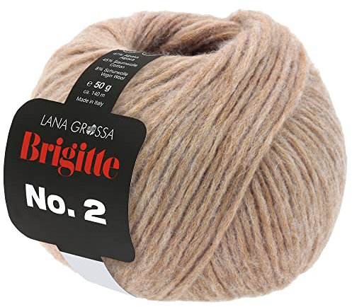 LANA GROSSA Brigitte Nr.2 | Edle Netzgarnstruktur aus Alpaka und Baumwolle | Handstrickgarn aus 47% Alpaka, 45% Baumwolle & 8% Schurwolle | 50g Wolle zum Stricken & Häkeln | 140m Garn FB 43